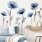 decalmile Large Blue Flower Wall Decals Floral Plants Wall Stickers Bedroom Living Room Kitchen Wall Decor Gifts for Mom